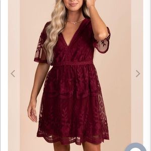Bella Ella Light my fire midi dress in burgundy. Size XL. New without tags